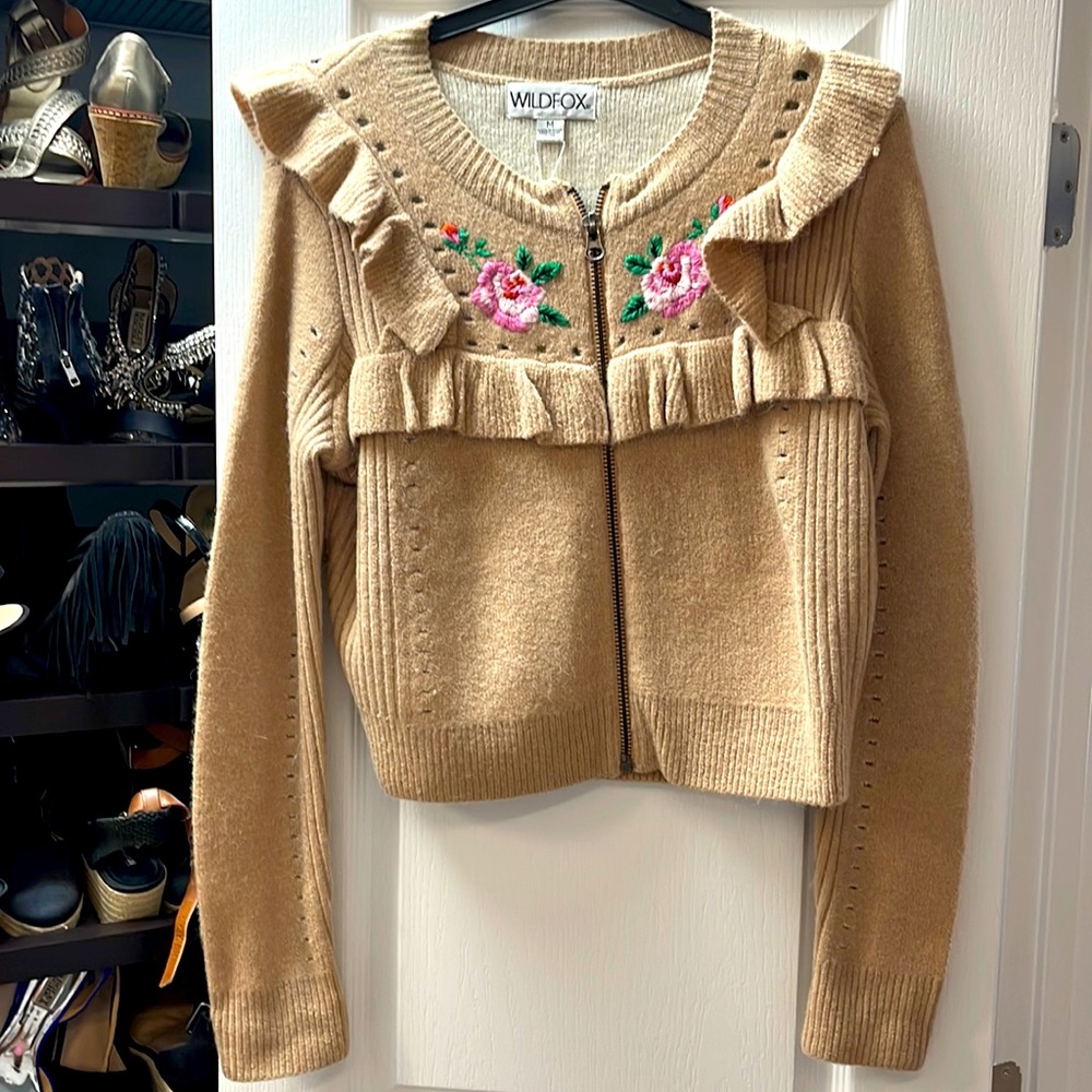 Gorgeous Wildfox knit sweater with ruffle detail